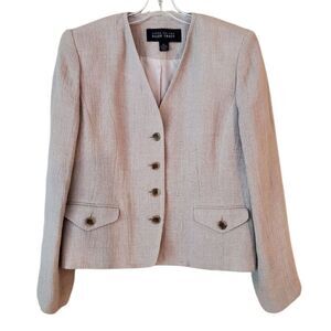 LINDA ALLARD Ellen Tracy Women's Linen Blend Blazer‎ Size 14 Brige